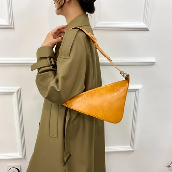 2023 Vintage Kadınlar omuz çantaları Rahat Tasarımcı PU Deri Kahverengi Crossbody Çanta Kadın Lüks Marka Basit Çanta ve Çantalar