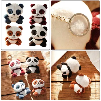 2023 Yeni 10cm Sevimli Karikatür Panda Peluş Doldurulmuş Hayvan Oyuncaklar Anahtarlık Anahtarlık kolye Çocuklar Mevcut Bebek Sıcak Satış