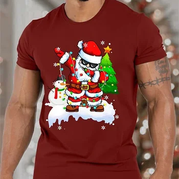 2023 Yeni Yıl Noel T-shirt Erkek harajuku tişörtler büyük beden kazak Tatil Sokak yaz giysileri Sokak Kazak