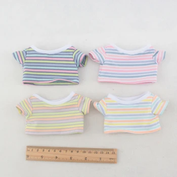 20cm EXO Bebek Giysileri Sevimli Şeker Renk Çizgili tişört + Moda Kot Skz ve sokak Giysileri Peluş 20cm Idol oyuncak bebek giysileri Aksesuarları