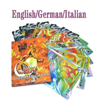 21x15cm Pokemon Kartı Süper Nadir Gökkuşağı Kartı İngilizce / Almanca / İtalyanca Parlayan Kart Büyük Boy Jumbo Harfler Koleksiyonu oyun kartı