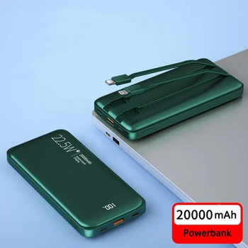 22.5 W Hızlı Şarj Poverbank 20000mAh Güç Bankası dahili Kablo iPhone 12 pro 11 X Samsung Xiaomi harici Pil Powerbank