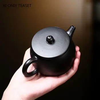 220 ml Retro Yixing mor kil çaydanlıklar ham Cevher Siyah çamur el yapımı demlik özelleştirilmiş güzellik su ısıtıcısı çin Zisha çay seti