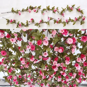 230 cm / 91in Ipek Gül Düğün Süslemeleri Ivy Vine yapay çiçekler Kemer Dekor Yeşil Yaprakları ıle Asılı Duvar Çelenk A0332