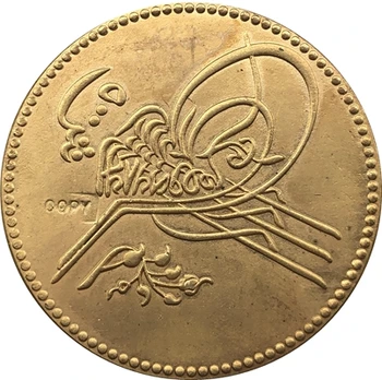 24 Ayar Altın kaplama Mısır 1876Abdül Hamid II türk.Vizekingdom altın Sikke kopya Ücretsiz kargo 38mm