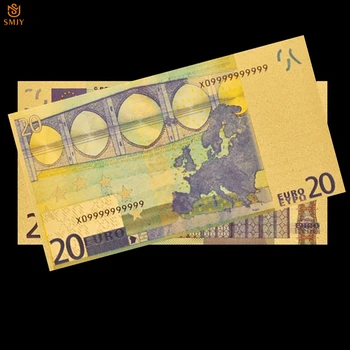 24 k Altın Kaplama Avrupa Para Birimi 20 Euro Para Altın Folyo Çoğaltma Gerçek Banknot Kağıt Para Not Koleksiyonu