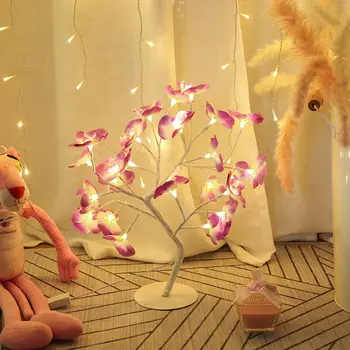 24LED Simülasyon Orkide şube ışık yapay çiçek peri lamba fişi Noel Ağacı Masa lambası Kapalı ev partisi Dekoru