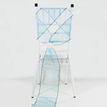 25 adet Pembe Sandalye Sashes 18x275cm Şeffaf Organze Kumaş Bez Düğün Dekorasyon Olay Parti Malzemeleri Beyaz Sandalye Yay bağları