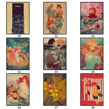 27 Tasarımlar Ghibli Film Ponyo üzerinde Cliff Kraftpaper Poster HomeDecal Boyama Duvar Sticker için Kahve Evi Bar