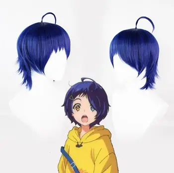28 cm mavi kısa Peruk Cosplay Anime Iruma Suzuki kostüm ısıya dayanıklı saç Mairimashita! Iruma-kun Peruk