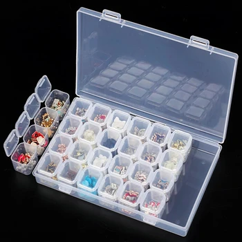 28-grid Plastik Boş Mücevher Kutusu Tırnak Sanat Aracı Depolama Elmas Boncuk Tozu Boş Kutu Çok ayrılmış Şeffaf Küçük Kutu Aracı