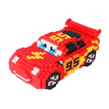 2900 adet Karikatür Arabalar Elmas Yapı Taşları Yıldırım McQueen Sevimli DIY Modeli Bağlantı Mini Tuğla Araba Blokları Oyuncak