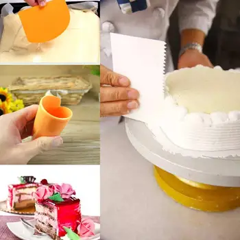 3 Adet / takım Krem Kazıyıcı Pürüzsüz Düzensiz Diş Kenar DIY Kek Dekorasyon Fondan Pasta Kesiciler Pişirme Spatula Araçları