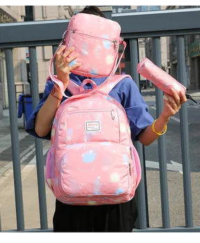 3 adet/takım Çiçek Baskı Sırt Çantası Kız Okul Çantaları Genç Kızlar İçin Sırt Çantaları Kadın Okul Çantaları Kızlar İçin Sırt Çantası okul çantaları