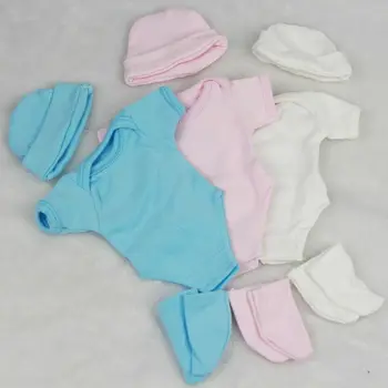 3 in 1 Romper + Çorap + Şapka Giysi Set için 10-11 inç Yeniden Doğmuş Bebek Bebek aksesuarları