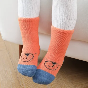 3 Çift / grup Kış Kalınlaşmak Çocuk Çorap Sıcak Havlu Karikatür Çocuk Çorap Kız Diz Yüksek Erkek Yürümeye Başlayan Çorap 0-5 Yaşında