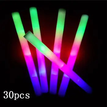 30 Adet Light-Up Köpük Sopa LED Yumuşak Cop Ralli Rave Glow Değneklerini Renkli Tezahürat Yanıp Sönen Tüp Konser Festivaller için Doğum Günü