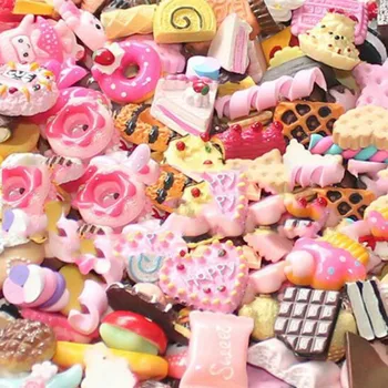 30 adet Mix Tasarım Reçine Minyatür Kawaii Tatlı Dondurma Düz Geri Cabochon Dıy Dekorasyon Malzemeleri Charm Craft Mutfak Oyuncaklar