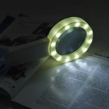 30X Büyüteç 12 LED ışıkları ile el LED büyüteç çift Lens büyüteç yaşlılar için okuma takı saat büyüteç