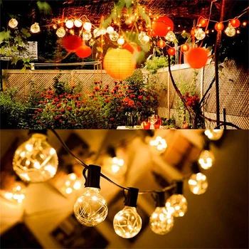 31Ft veranda dize ışık açık Garland ışıkları G40 küre ampul 8 modu FairyLamp yeni yıl partisi bahçe süslemeleri