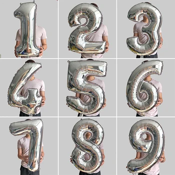 32 inç Alüminyum Folyo Numarası Balonlar Gül Altın Gümüş Şekil Balon Düğün Doğum Günü Partisi Dekorasyon Parti Malzemeleri Hava Globos