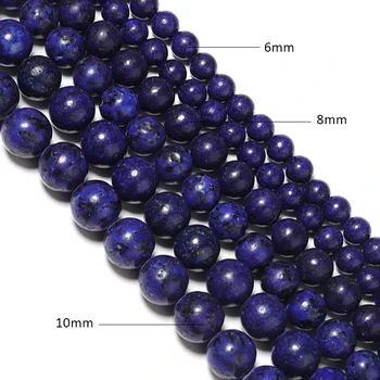 35-60 adet/adet Doğal Taş Boncuk Lapis Lazuli Yuvarlak Gevşek Taş Boncuk Takı Yapımı İçin diy bilezik Küpe Aksesuarları 15