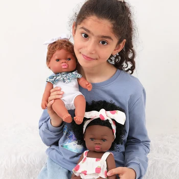 35cm Yeniden Doğmuş Bebek Bebek Gerçekçi Amerikan Bebe Reborn Oyuncak Tam Vücut Silikon Kız Vinil Bebek Oyun Evi Oyuncak Çocuk doğum günü hediyesi