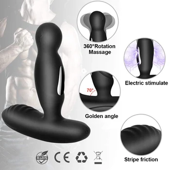 360 Derece prostat masaj aleti Elektrik Çarpması Darbe Butt Plug Anal Plug Vibratör Seks Oyuncakları Adam İçin Vibratör Buttplug Yetişkin Sexshop