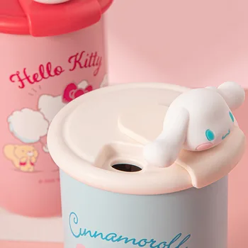 380Ml Sanrios Anime Dönen Kahve Fincanı Gıda Sınıfı 304 Silikon Bebek Kafası Termos Bardak 3D Desen Su Bardağı Kız noel hediyesi