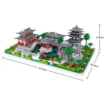 3930 adet Klasik Bahçe Tapınak Göl Ağacı Yaratıcı Dünya Mimarisi Yard Mini Blokları Tuğla Yapı Oyuncak Çocuk Hediyeler için