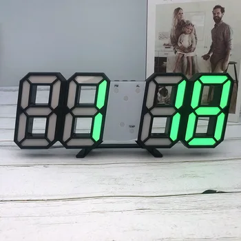 3D Büyük LED Dijital duvar saati Masaüstü saat ev dekoru Tarih Saat Santigrat Gece Lambası Ekran masa alarmı Saat Oturma Odası