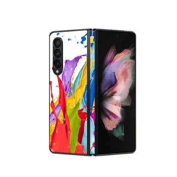 3D Kabartma Renkli Telefon Sticker Wrap SAMSUNG Z Fold4 Fold3 5G Arka + Yan Film İçin Galaxy Z Fold2 Kat 5G çıkartma kaplama Kapak