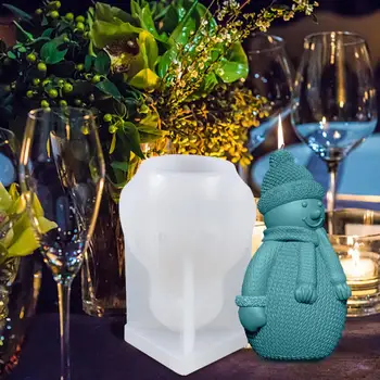 3D Noel Kardan Adam Mum Kalıp Silikon Kalıpları Kokulu Mum Yapımı için Noel Silikon Sabun Kalıpları DIY Kek Yapma Malzemeleri