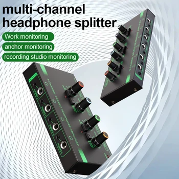 4 6 Kanal stereo kulaklık Amplifikatör Mini Taşınabilir ses amplifikatörü Kulaklık Splitter Ultra Düşük Gürültü Stereo Mikser için Monitör