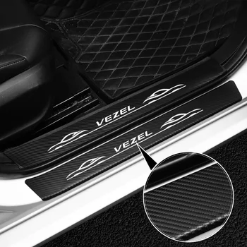 4 ADET Honda Vezel 2022 2021 İçin Araba Kapı Eşiği Koruyucu Çıkartmalar Styling Karbon Fiber Anti Scratch İtişme Pedalı Oto Aksesuarları