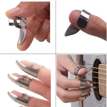 4 adet Metal Parmak Başparmak Tırnak saklama kutusu Gitar Seçtikleri Plectrums Seti Metal Akustik Elektrik Bas Gitar Aksesuarları