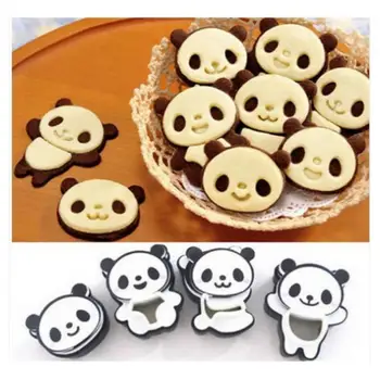 4 adet / takım Karikatür Panda kurabiye Kesici Bisküvi Kalıp Pişirme Araçları kesici aletler Kek Dekorasyon Bakeware Fondan Kek Kalıbı
