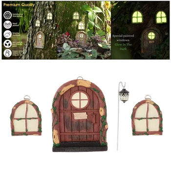 4 adet/takım Sevimli Minyatür Peri Bahçe Pencere Kapı Elf Ev Sanat Bahçe Heykel Dekorasyon Duvar ve Ağaçlar Süs Accs