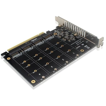 4 Port Nvme PCIE Adaptör Kartı M. 2 NVME Pcıe X16 Adaptörü 4X32gbps M Anahtar Sabit Disk Dönüştürücü Okuyucu Genişletme Kartı