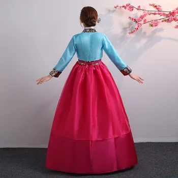 4 Renk Geleneksel Kore Hanbok Düğün Saray Ziyafet Elbise Kadın Halk Sahne dans kostümü Parti Performans Giyim 2021