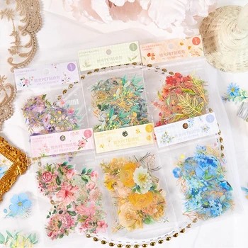 40 adet Taze çiçek koleksiyonu Çıkartmalar Paketi Sevimli Bitki El Hesabı DIY Malzeme Dekoratif Kırtasiye Çıkartmalar