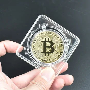 40mm Altın Bitcoin Sikke Spin döner gösteren Durumda Litecoin Eth XRP Cryptocurrency Metal sikke koleksiyonu İçin