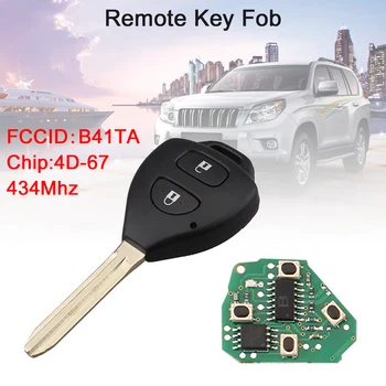 434Mhz 2 Düğmeler Araba Uzaktan Anahtar Fob 4D67 Çip B41TA Araba Anahtarı Değiştirme için Fit Toyota Hilux Yaris 2005 2006 2007 2008 2009
