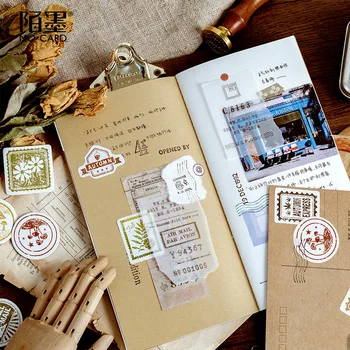 46 adet / grup Retro Sonbahar mektup Günlüğü Dekoratif Kırtasiye mini Çıkartmalar set Scrapbooking DIY Günlüğü Albümü Sopa Etiket