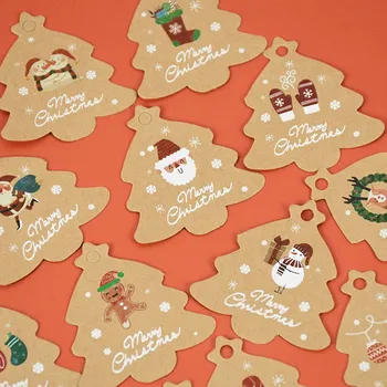 48/96 adet Noel Ağacı Şekli Kraft Kağıt Hediye Sarma giysi etiketi Halatlar İle Noel Dekorasyon Ev İçin Navidad Yeni Yıl Dekor