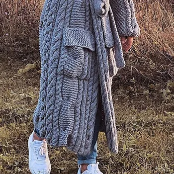 4XL Moda erkek Kış Uzun Hırka Kazak Ceketler Gevşek Artı Boyutu Sıcak Rahat Kazak Erkekler Örme Boy Kazak Mont