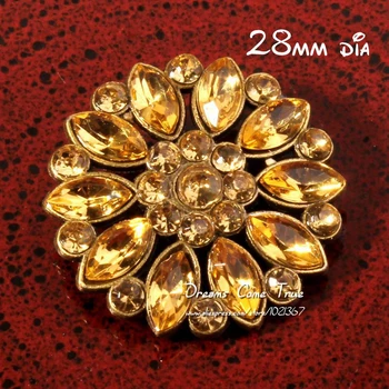 5 adet / grup 28MM Yüksek Kaliteli Yuvarlak Sparkly Altın Taklidi Düğmesi El Yapımı Aksesuarlar Kristal Metal Düğme Süsleme