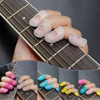 5 Adet Renkli Gitar Parmak Koruma kaymaz Ukulele Parmak Muhafızları Parmak durak Gitar Basın Aksesuarları Ukulele