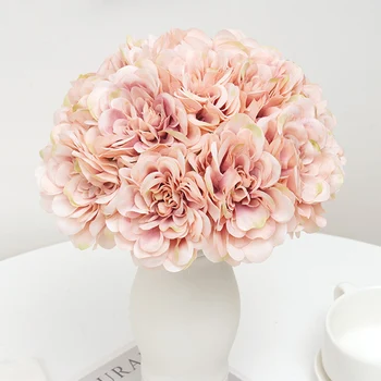 5 adet Yapay şakayık çiçekleri Kahve Düğün Parti Doğum Günü Dekorasyon DIY Ev Düzenleme Dahlia Buket Çelenk Zanaat Aksesuar