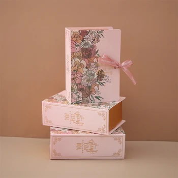 5 Adet Yaratıcı Kitap Şekli Şeker Kutuları Kağıt Torbalar Dıy Hediye Kutusu Noel Düğün Doğum Günü Partisi Süslemeleri şeritli kutu